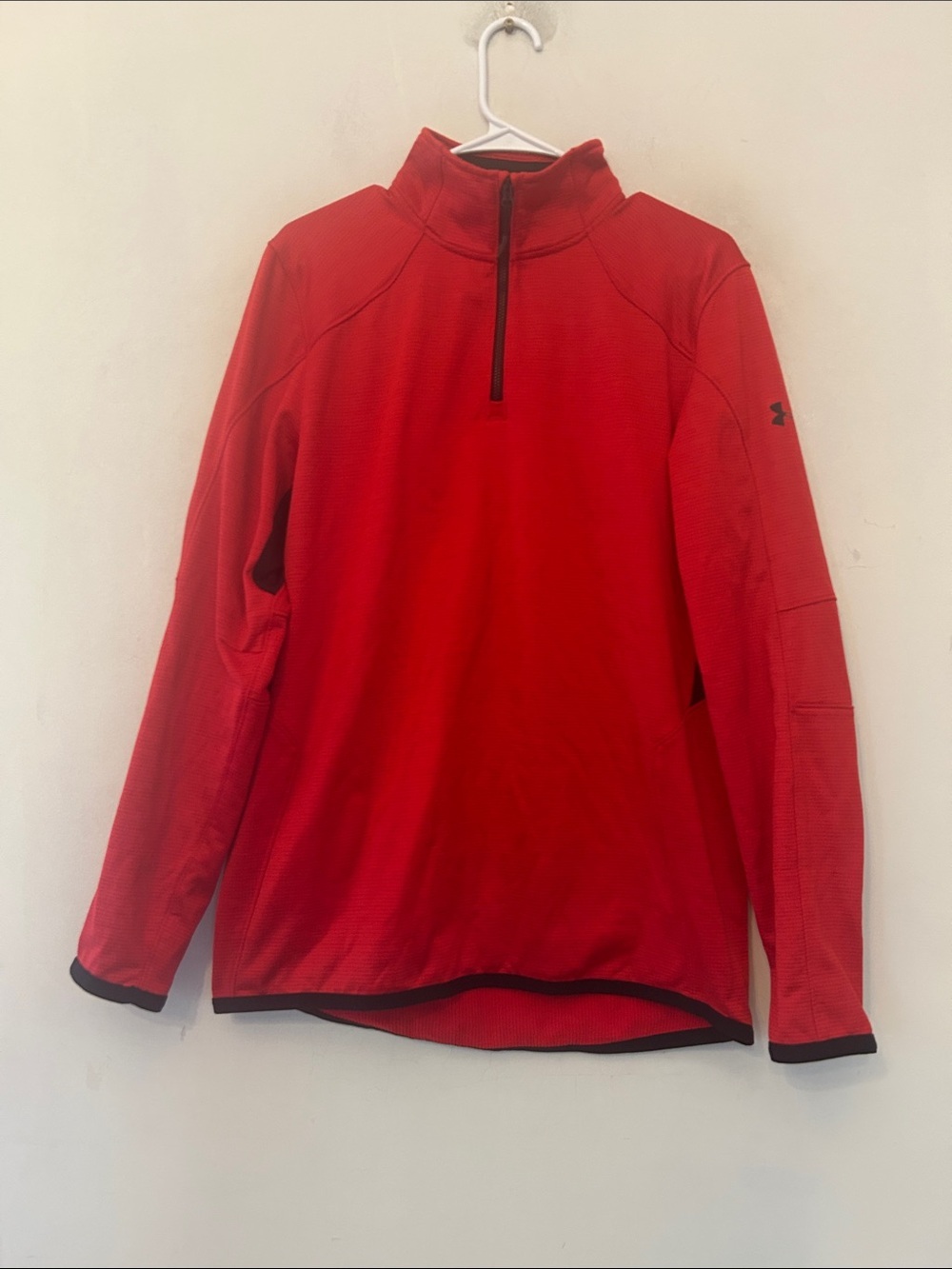 Under Armour Red Quarter Zip Performance Pullover ColdGear Reactor Size M EUC